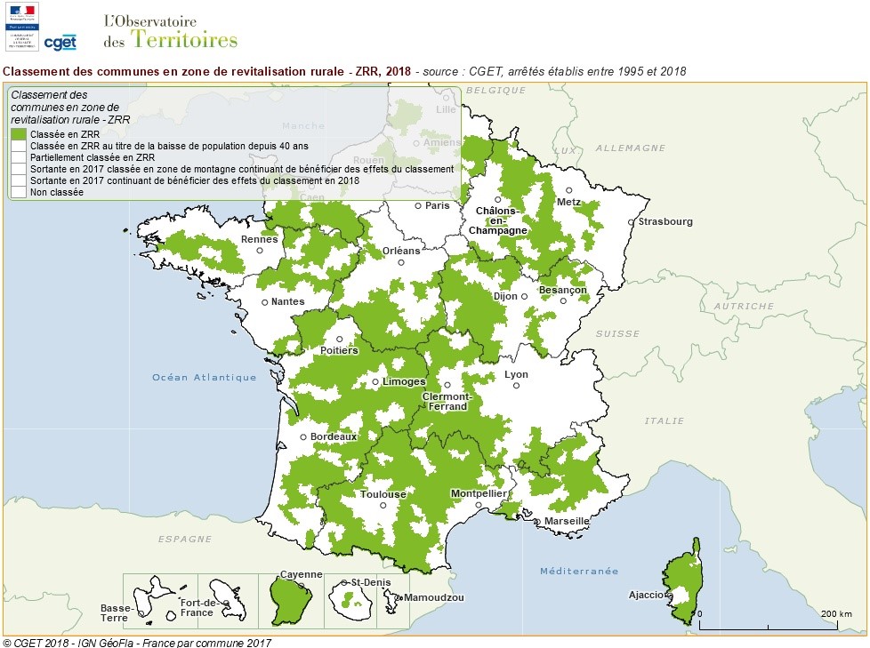 carte 2018 des zones de revitalisation